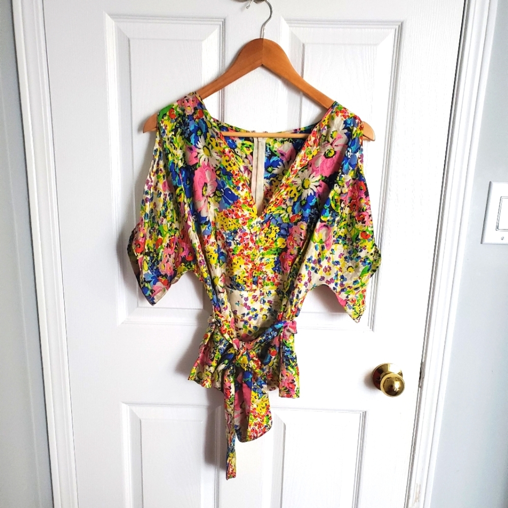 100% Silk cold shoulder bouse
